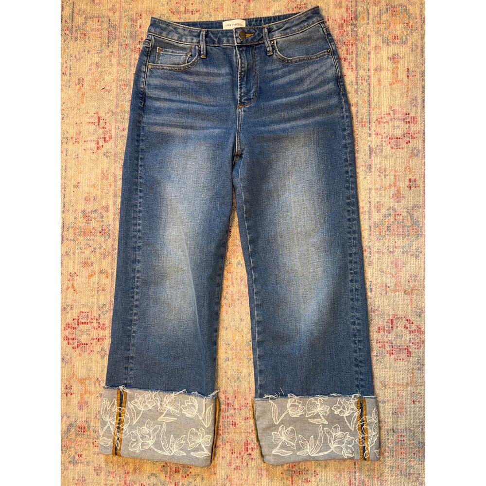 Driftwood Charlee Cuff Jeans Floral Embroidered Cuff 26 - Picture 2 of 9
